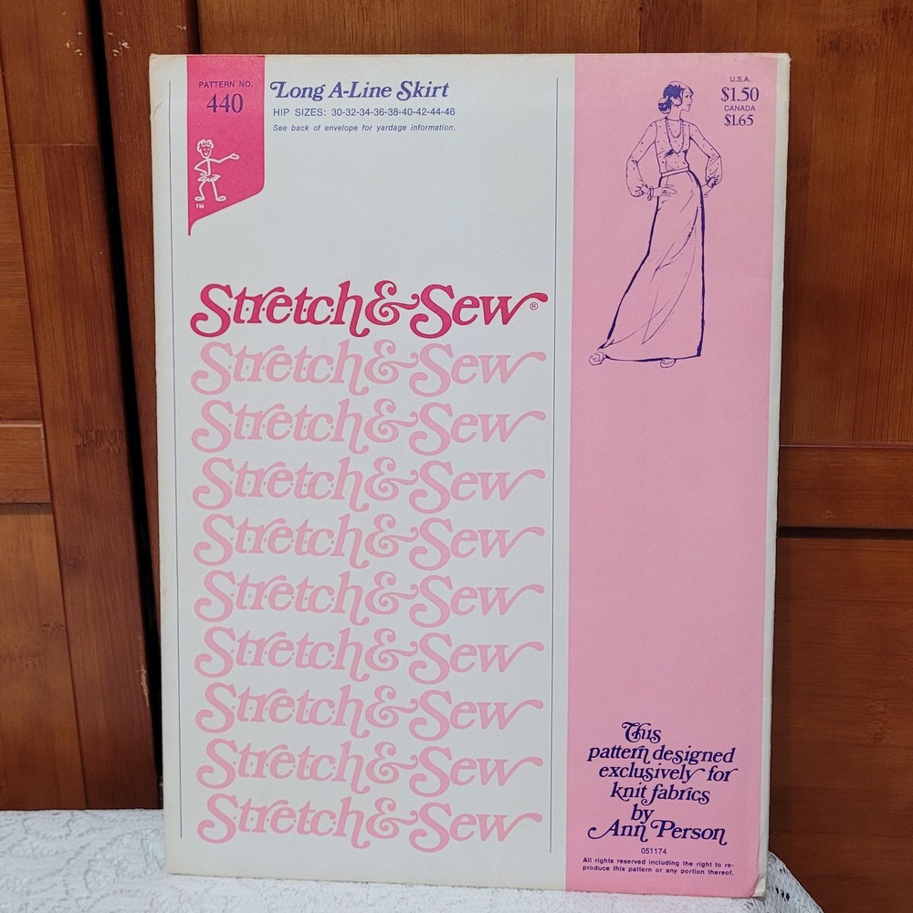 1970s Stretch & Sew Pattern #440 Long A-Line Skirt‎ Womans Skirt Multi Pattern